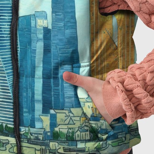 Детский жилет утепленный 3D Москва-сити Ван Гог, цвет черный - фото 6