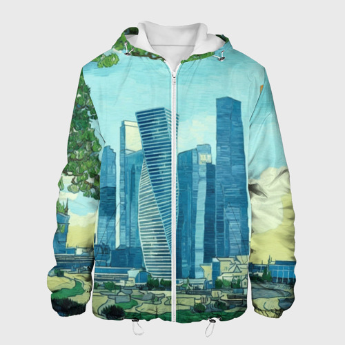 Мужская куртка 3D Москва-сити Ван Гог, цвет 3D печать