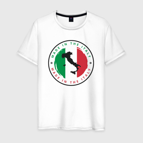 Мужская футболка из хлопка с принтом Сделан в Италии, вид спереди №1