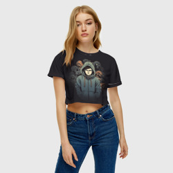 Женская футболка Crop-top 3D Крик страха - фото 2