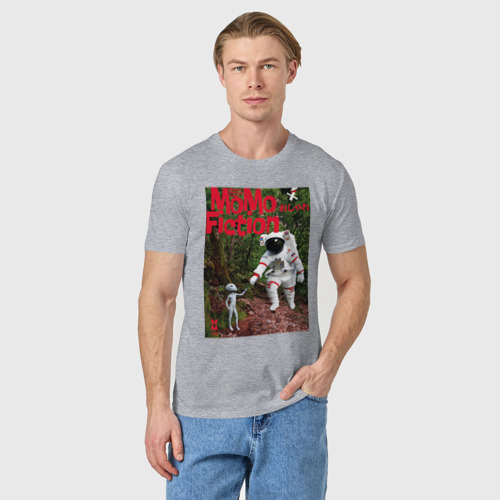 Мужская футболка хлопок Momo - Встреча космонавта и инопланетянина, цвет меланж - фото 3