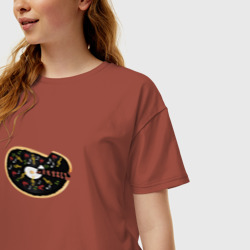Женская футболка хлопок Oversize Музыкальная пицца - фото 2