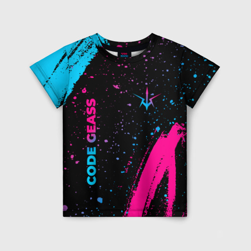 Детская футболка с принтом Code Geass - neon gradient: надпись, символ, вид спереди №1