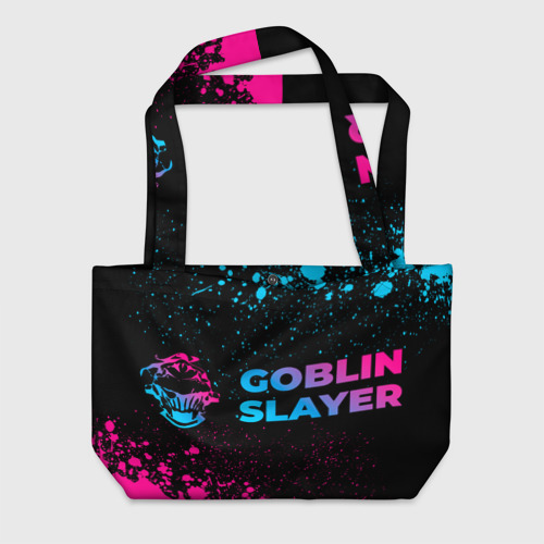 Пляжная сумка 3D Goblin Slayer - neon gradient: надпись и символ