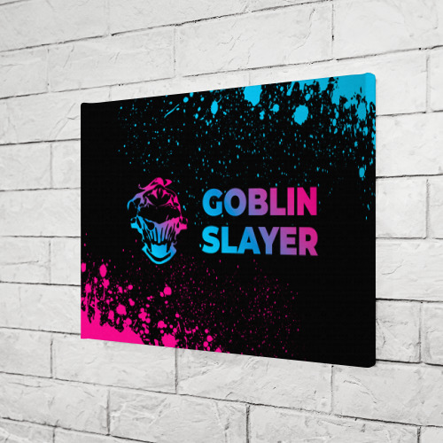 Холст прямоугольный Goblin Slayer - neon gradient: надпись и символ, цвет 3D печать - фото 3