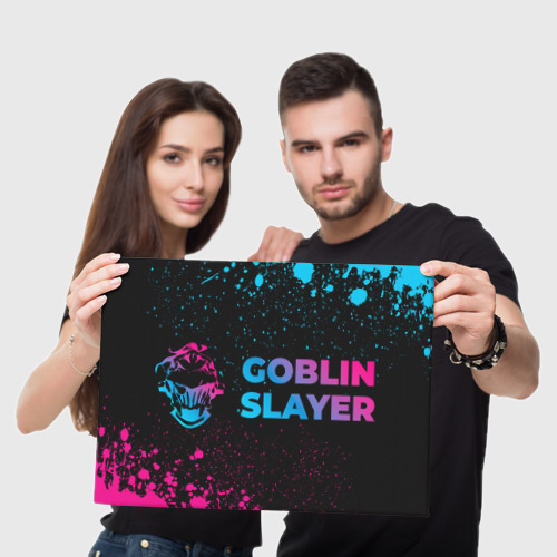 Холст прямоугольный Goblin Slayer - neon gradient: надпись и символ, цвет 3D печать - фото 5