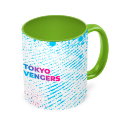 Кружка с полной запечаткой Tokyo Revengers neon gradient style: надпись и символ