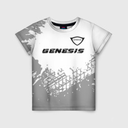 Детская футболка 3D Genesis Speed на светлом фоне со следами шин: символ сверху