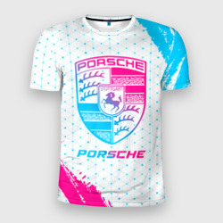 Мужская футболка 3D Slim Porsche neon gradient style