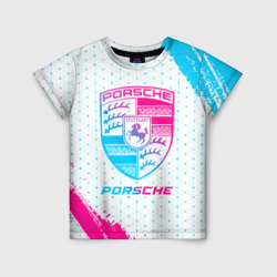 Детская футболка 3D Porsche neon gradient style