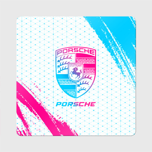 Магнит виниловый Квадрат Porsche neon gradient style