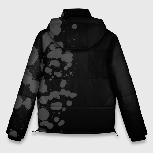Мужская зимняя куртка 3D с принтом Dead by Daylight glitch на темном фоне: по-вертикали, вид сзади #1