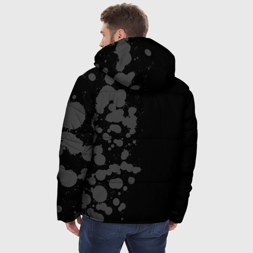 Мужская зимняя куртка 3D с принтом Dead by Daylight glitch на темном фоне: по-вертикали, вид сзади #2