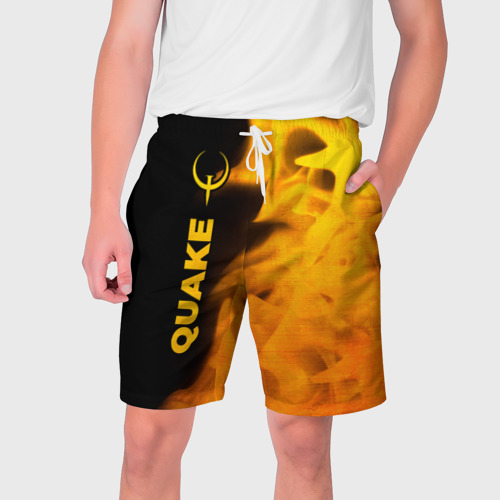 Мужские шорты с принтом Quake - gold gradient: по-вертикали, вид спереди №1