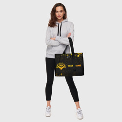 Сумка-шоппер 3D Warframe - gold gradient: надпись и символ - фото 2