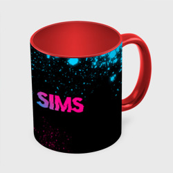 Кружка с полной запечаткой The Sims - neon gradient: надпись и символ