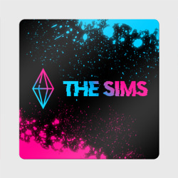 Магнит виниловый Квадрат The Sims - neon gradient: надпись и символ