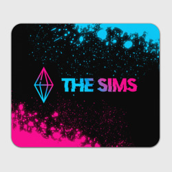 Прямоугольный коврик для мышки The Sims - neon gradient: надпись и символ