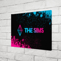Холст прямоугольный The Sims - neon gradient: надпись и символ - фото 2