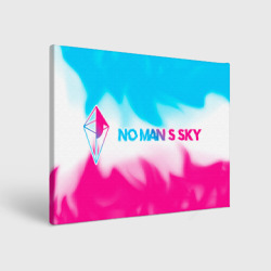 Холст прямоугольный No Man's Sky neon gradient style: надпись и символ