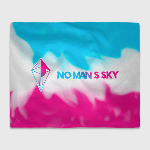 Плед 3D No Man's Sky neon gradient style: надпись и символ, цвет 3D (велсофт)