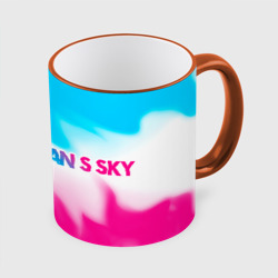 Кружка с полной запечаткой No Man's Sky neon gradient style: надпись и символ