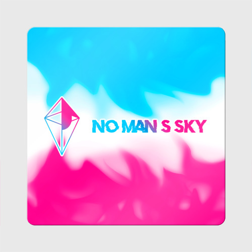 Магнит виниловый Квадрат No Man's Sky neon gradient style: надпись и символ