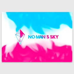 Поздравительная открытка No Man's Sky neon gradient style: надпись и символ