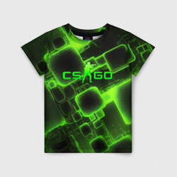 Детская футболка 3D CS GO зеленые кислотные плиты