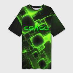Платье-футболка 3D CS GO зеленые кислотные плиты