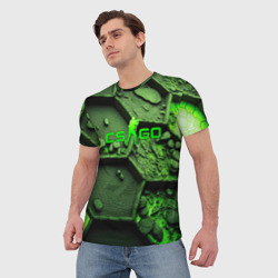 Мужская футболка 3D CSGO green  abstract - фото 2