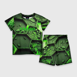 Детский костюм с шортами 3D CSGO green  abstract