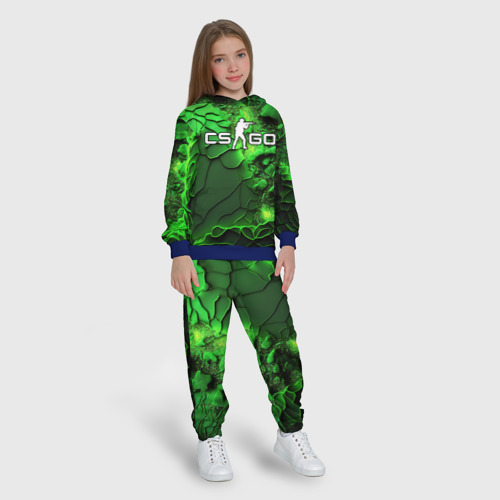 Детский костюм с толстовкой 3D CS GO green  abstract, цвет синий - фото 5