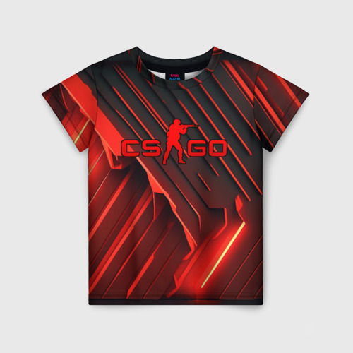 Детская футболка 3D CS GO red neon, цвет 3D печать