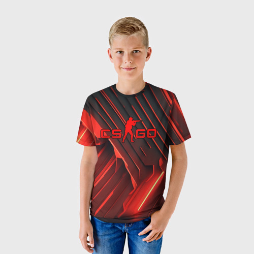 Детская футболка 3D CS GO red neon, цвет 3D печать - фото 3