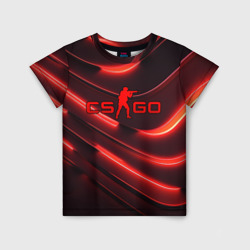 Детская футболка 3D CS GO red  neon