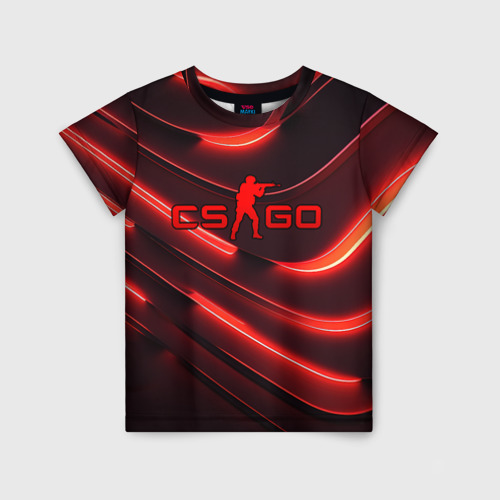 Детская футболка 3D CS GO red  neon, цвет 3D печать