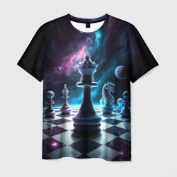 Мужская футболка 3D Космические шахматы
