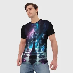 Мужская футболка 3D Космические шахматы - фото 2
