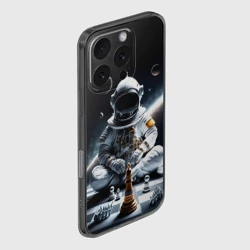 Чехол для iPhone 16 Pro силиконовый с защитой камеры Космонавт и шахматы - фото 2
