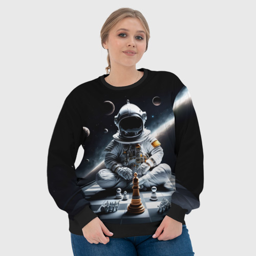 Женский свитшот 3D с принтом Космонавт и шахматы, фото #4