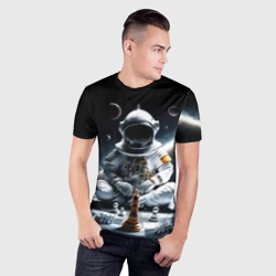 Мужская футболка 3D Slim Космонавт и шахматы - фото 2