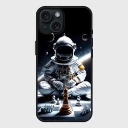 Чехол силиконовый для Apple iPhone 15 матовый Космонавт и шахматы