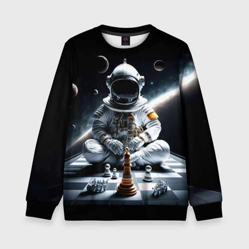 Детский свитшот 3D Космонавт и шахматы, цвет 3D печать