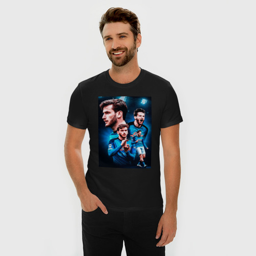 Мужская футболка хлопок Slim Хвича Кварацхелия Наполи, цвет черный - фото 3