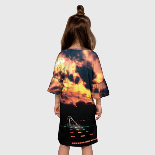 Детское платье 3D с принтом Боинг 737 Суровый закат, вид сзади #2