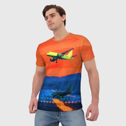 Мужская футболка 3D Боинг 737 на взлете - фото 2