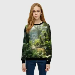 Женский свитшот 3D Зеленые  джунгли - фото 2