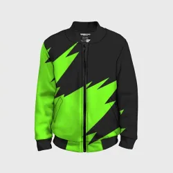 Детский бомбер 3D Черно-зеленый узор