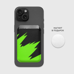 Картхолдер Magsafe магнитный Черно-зеленый узор - фото 2